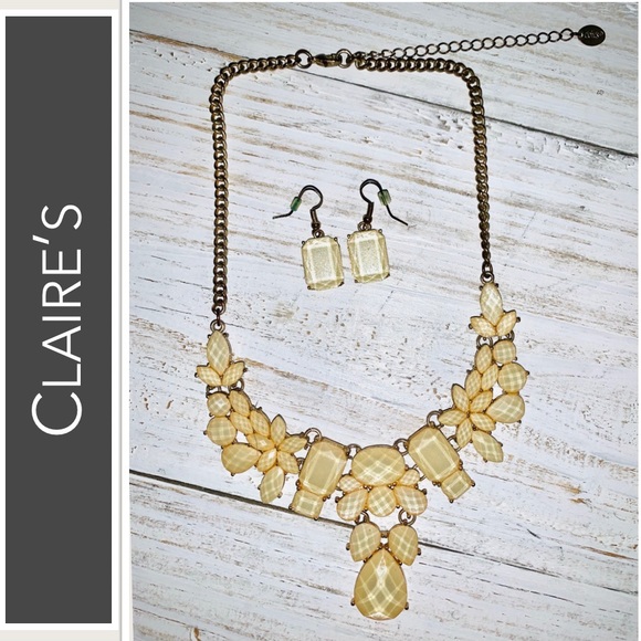 Claire's Jewelry - Claire’s Jewelry Set Necklace & Earrings Ivory~Vanilla‎ Stones